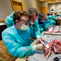 Two dentists attending a surgical CE course