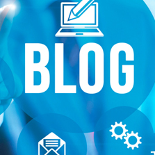 The word &quot;blog&quot; on blue background